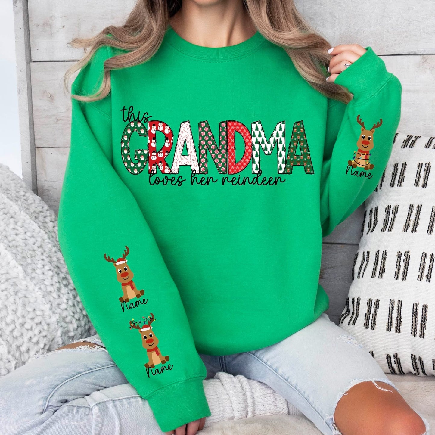 CUSTOM Mommy/Mama/Grandma Loves Her Reindeer Shirt