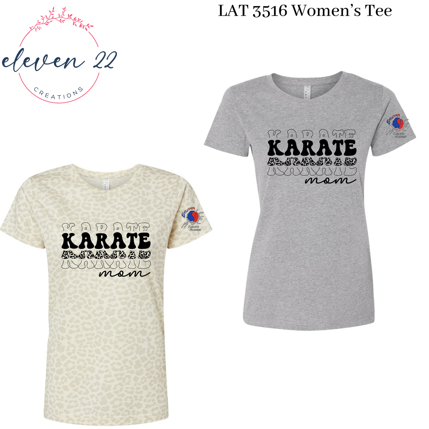 Leopard Print Stacked Karate Mom Women’s Cut T-Shirt