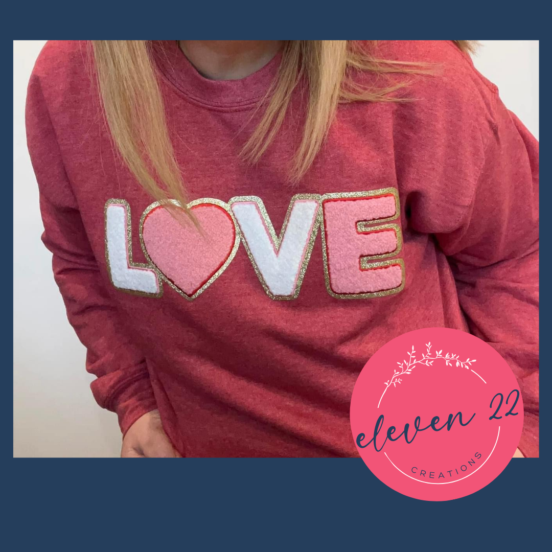 LOVE Chenille Patch Sweatshirt - Adult