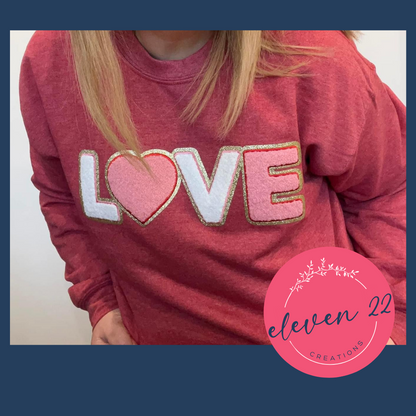 LOVE Chenille Patch Sweatshirt - Adult