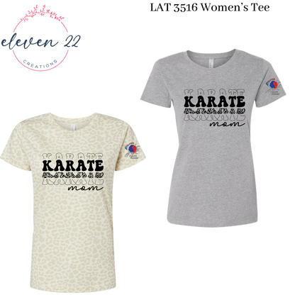 Leopard Print Stacked Karate Mom Women’s Cut T-Shirt