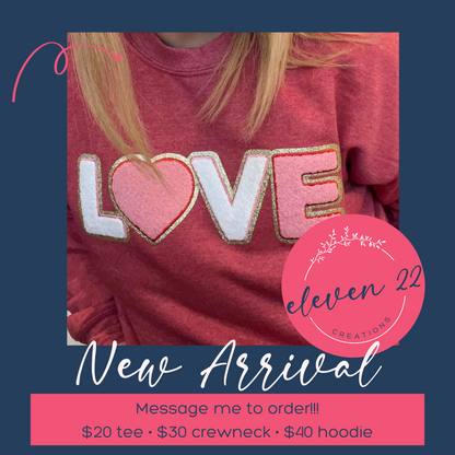LOVE Chenille Patch Sweatshirt - Adult