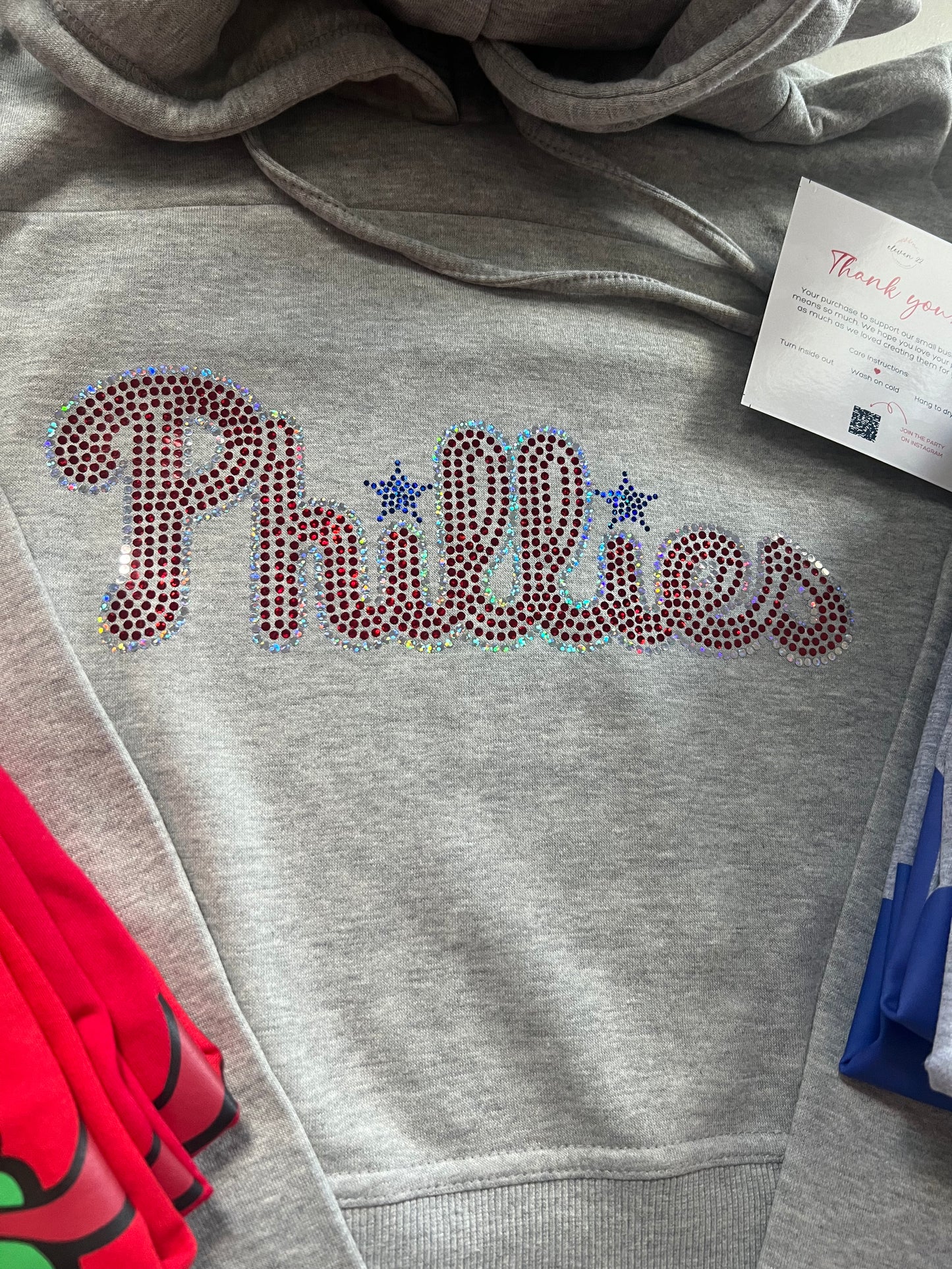 Phillies Spangle/Sparkly Cropped Hoodie