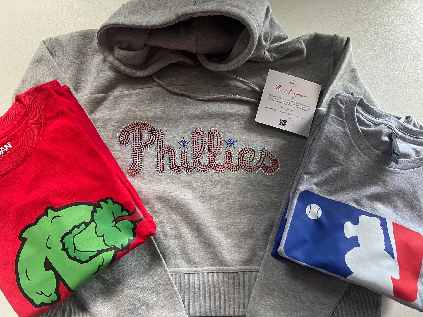 Phillies Spangle/Sparkly Cropped Hoodie