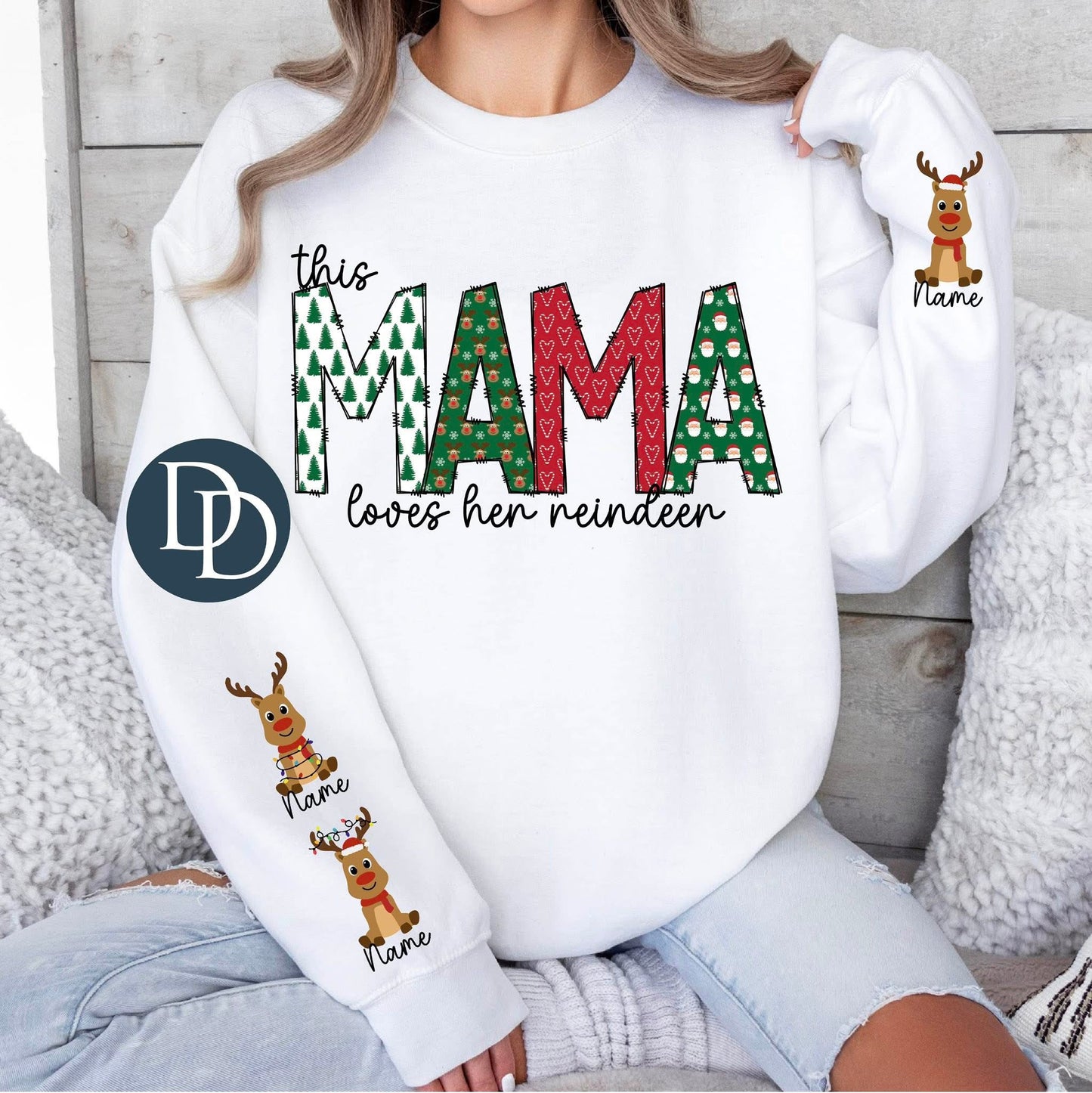 CUSTOM Mommy/Mama/Grandma Loves Her Reindeer Shirt