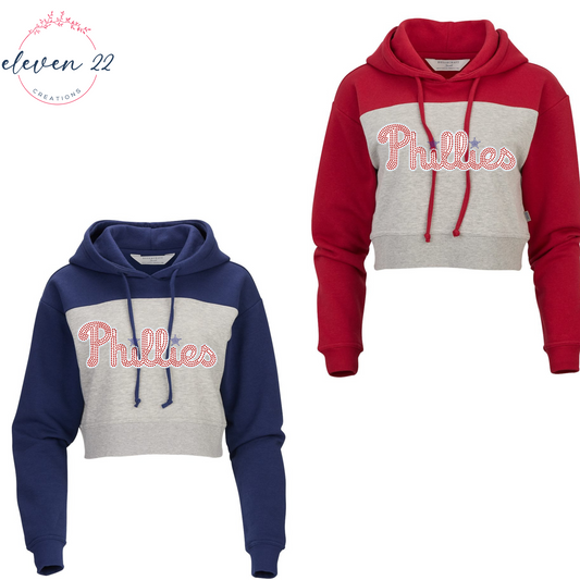 Phillies Spangle/Sparkly Cropped Hoodie