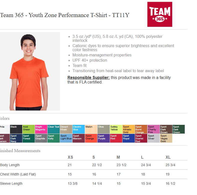 Evolution Karate Youth Team 365 Dri Fit Tee Shirt